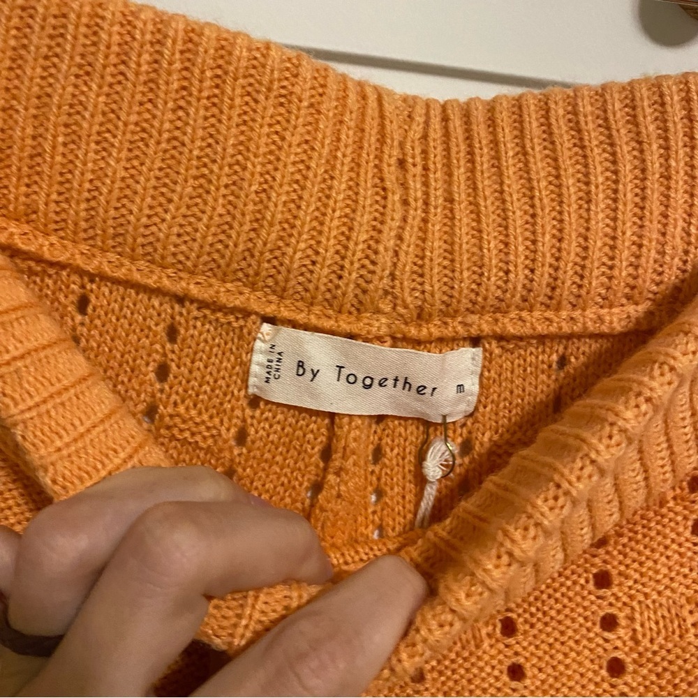 NWT By Together Anthropologie Orange Knit Flare Pants size Medium - Picture 6 of 9
